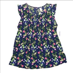 NWOT Old navy Blue Floral sleeveless blouse med